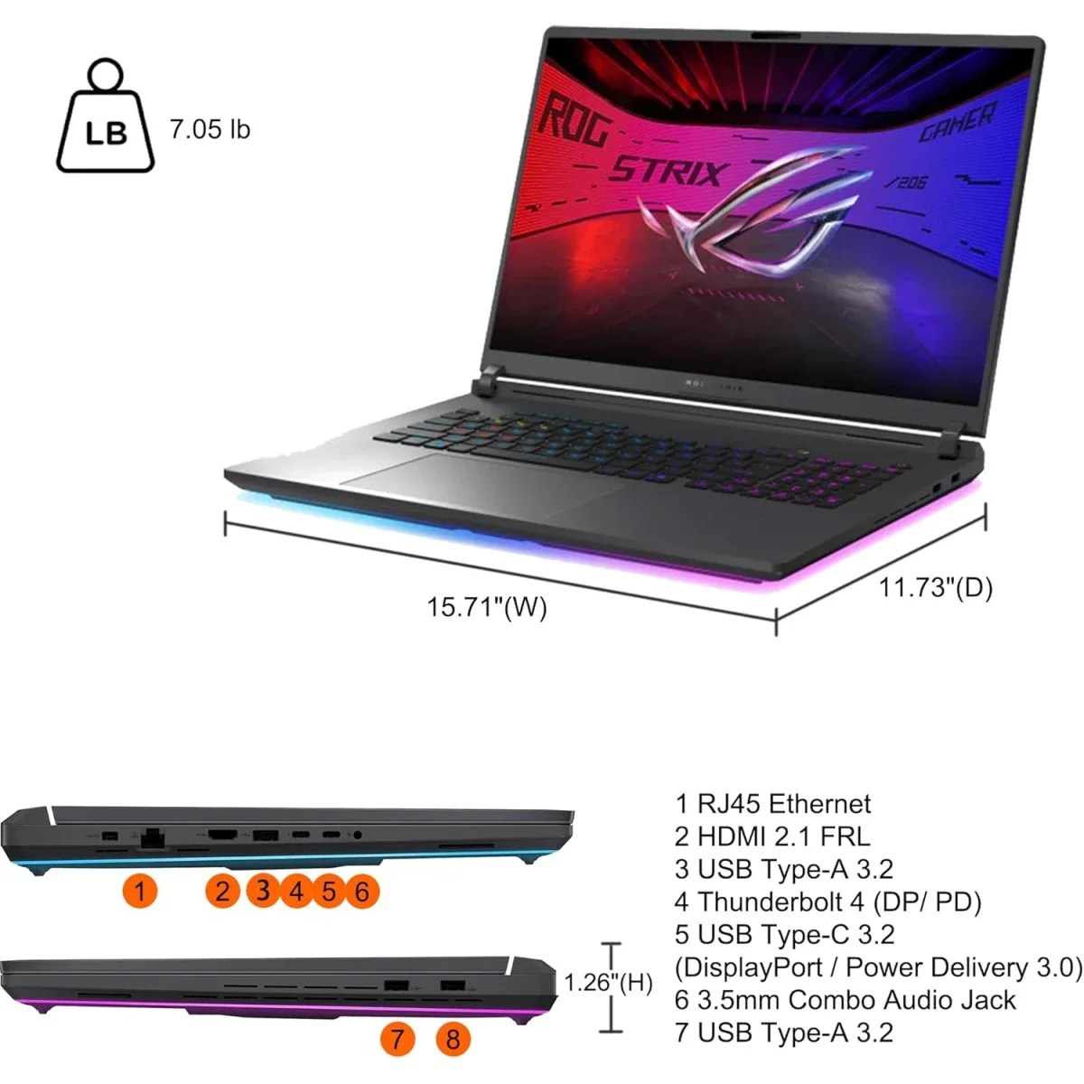 Asus ROG Strix G18 G815LM Gaming Laptop 18.0-inch 144Hz Intel Core Ultra 9 275HX RTX 5060 32GB RAM 1TB SSD Volt Green - Thumbnail 6