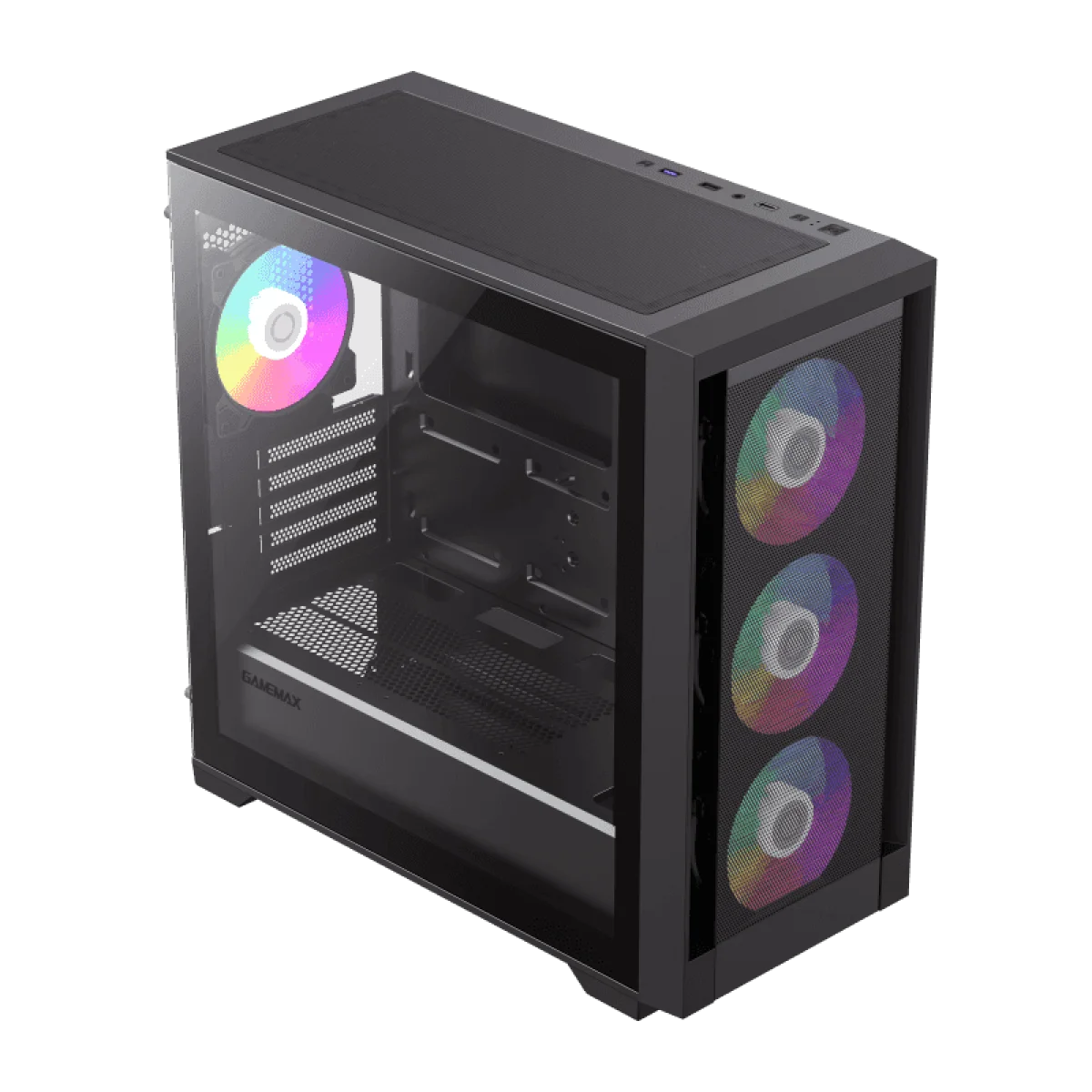 كيس كمبيوتر ألعاب GameMax Defender MB بحجم Micro-ATX مع 4 مراوح ARGB ومنفذ USB-C ودعم راديتر 360mm
