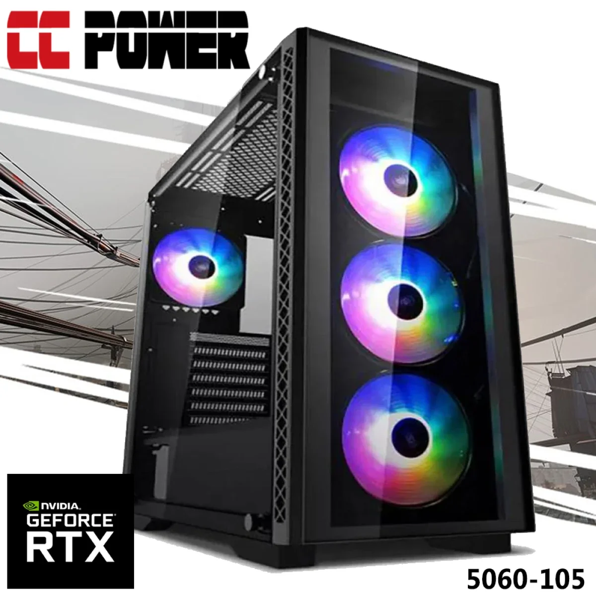 City Center Computers CC Power 5060-105 Gaming PC AMD Ryzen 5 5600 RTX 5060 16GB RAM 500GB SSD