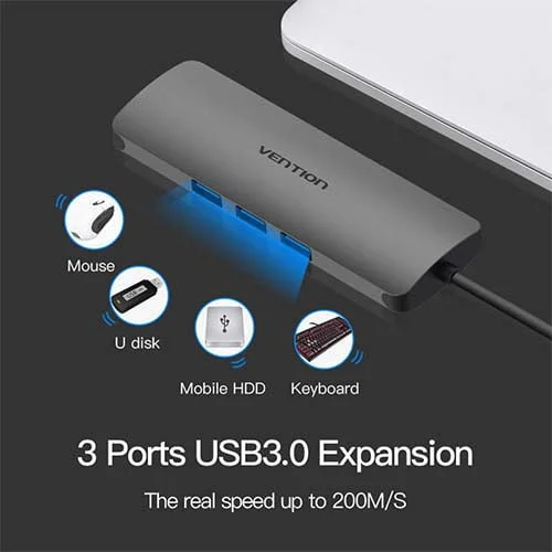 Vention CGNHA 9-in-1 USB-C Docking Station with HDMI, 3 USB Ports and TF/SD Card Reader - Image 2