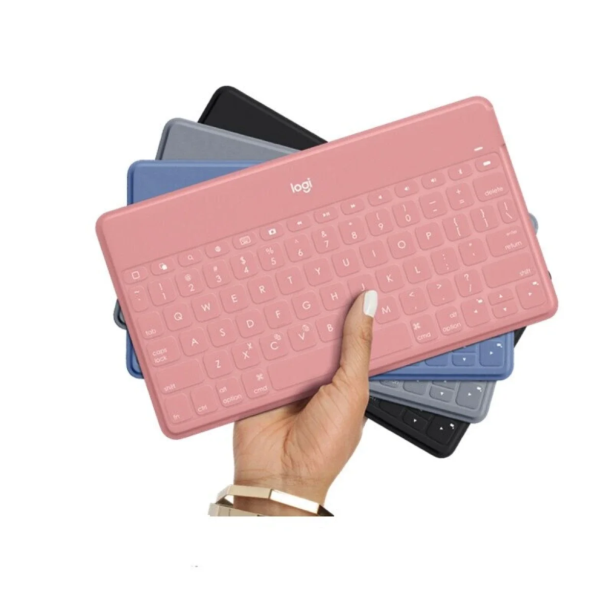 كيبورد Logitech Keys-To-Go فائق الحمل بتقنية Bluetooth لاسلكي لأجهزة Apple - وردي - Thumbnail 6