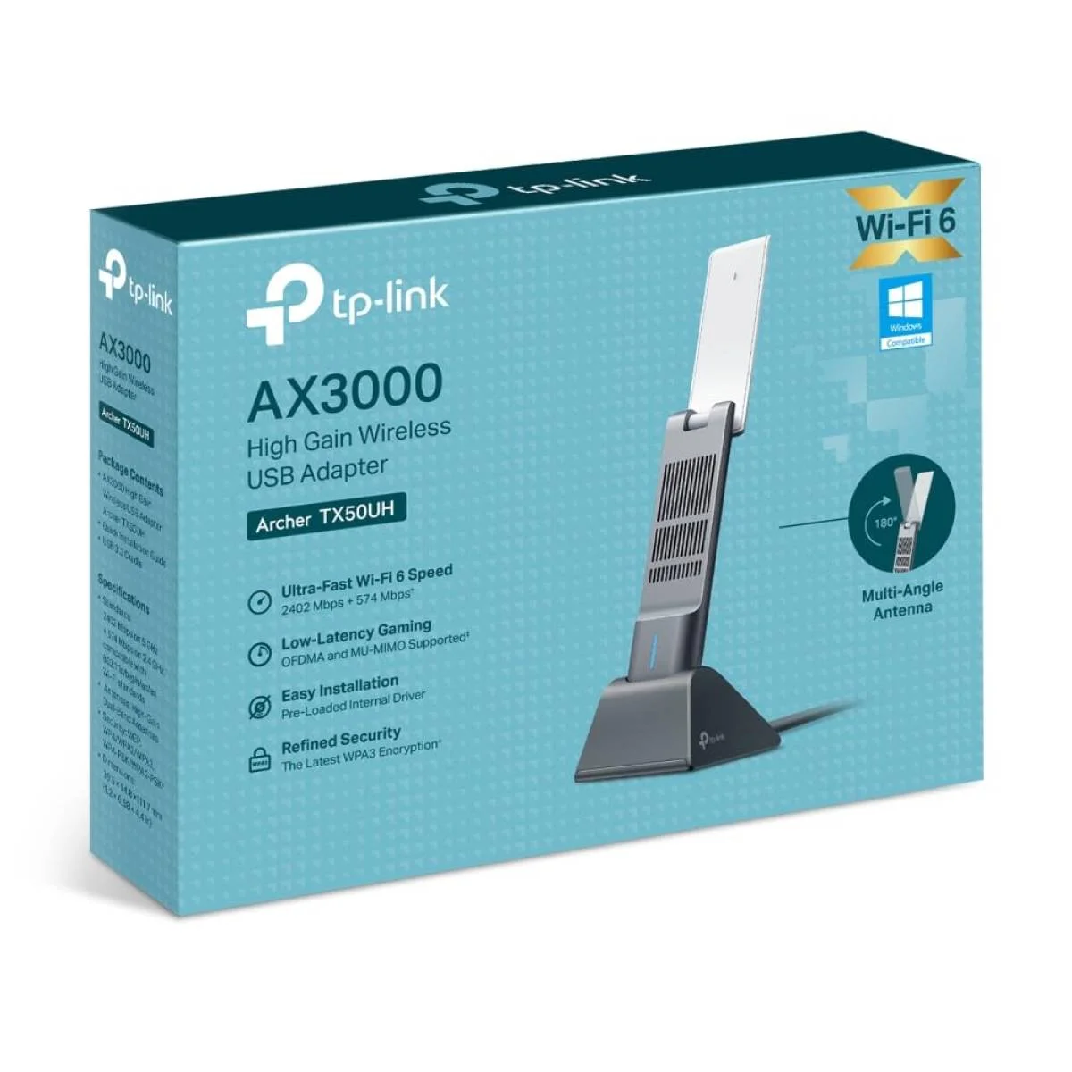 محول واي فاي TP-LINK Archer TX50UH AX3000 Wi-Fi 6 USB 3.0 بسرعة 3000Mbps أسود - Thumbnail 11