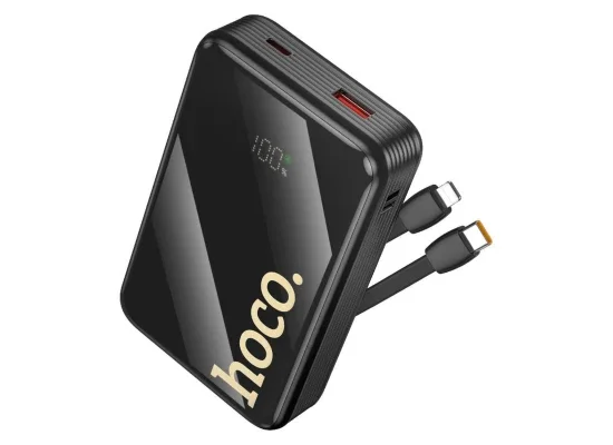 باور بانك HOCO Q37A Graceful سعة 20000mAh وشحن 22.5W + PD20W مع كيابل مدمجة، أسود - Thumbnail 9