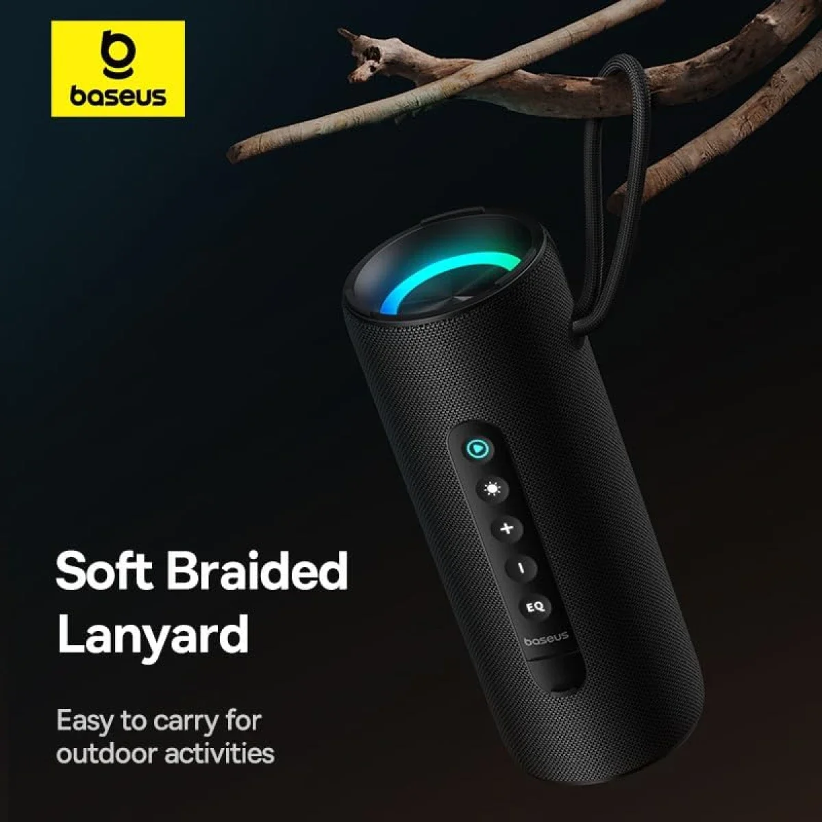 مكبر صوت Baseus AeQur Series VO20 بلوتوث مع إضاءة RGB، 15 واط، تشغيل حتى 15 ساعة - أسود - Image 4