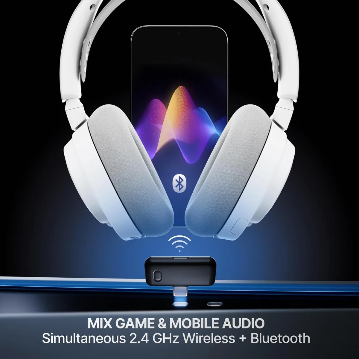 سماعة ألعاب SteelSeries Arctis Nova 7P Wireless Gen 2 لاسلكية بيضاء ببطارية 50+ ساعة - Image 3