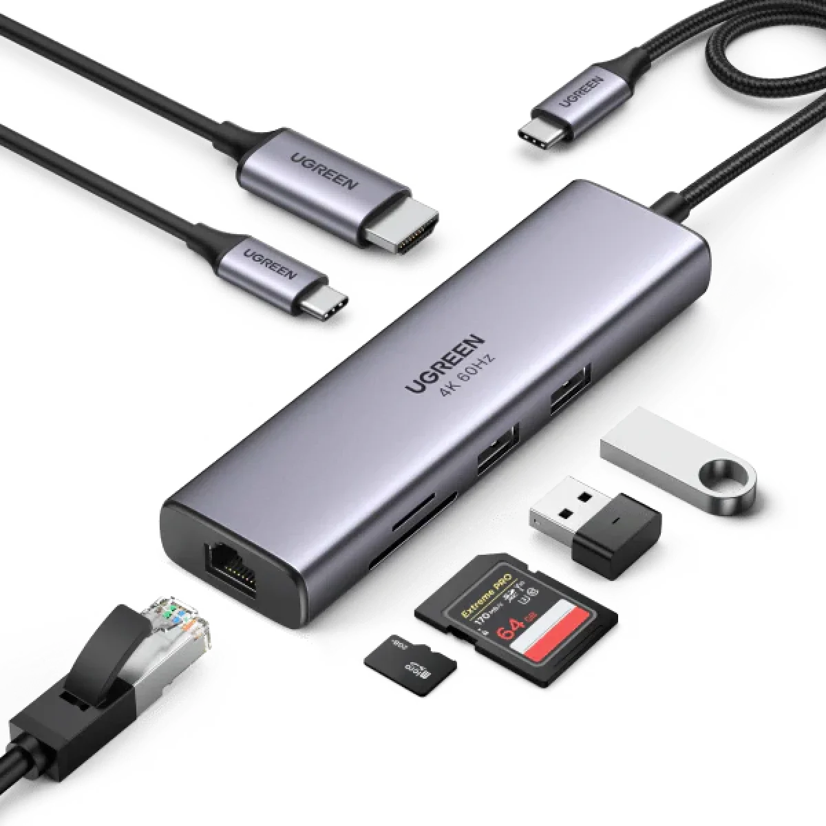 Ugreen 7-in-1 USB-C Hub with 4K 60Hz HDMI, 100W PD and SD/TF Reader
