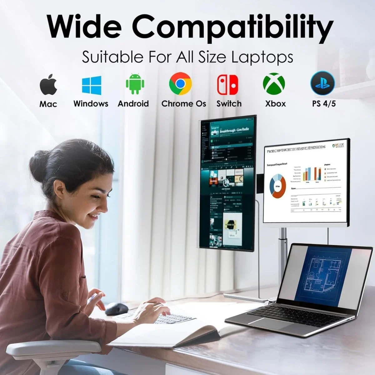 شاشة محمولة V2COM Z2 ثلاثية 15.6 إنش FHD IPS بتردد 60 هرتز - Thumbnail 7