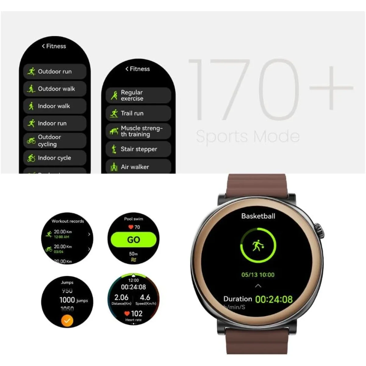 ساعة ذكية HiFuture AURORA بشاشة AMOLED مقاس 1.43 إنش، مكالمات بلوتوث، IP68، أخضر داكن - Thumbnail 5