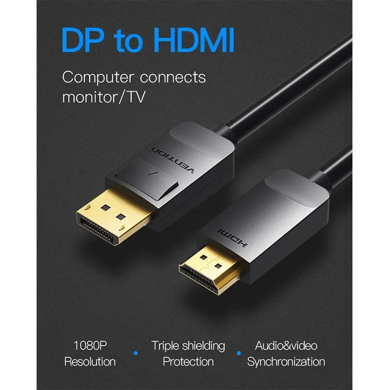 كيبل Vention HADBI من DisplayPort إلى HDMI بطول 3 متر أسود - Image 14