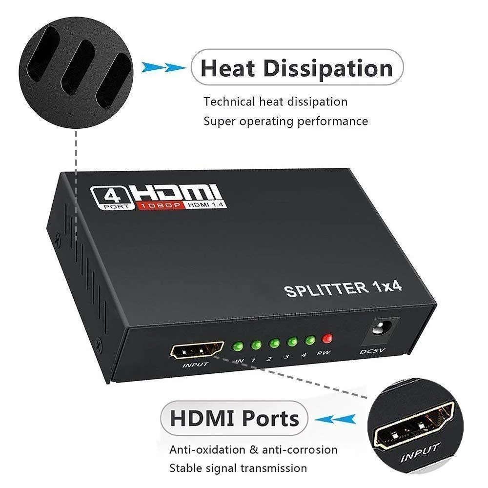 موزع HDMI 1×4 منافذ بدقة Full HD 1080p - Image 3