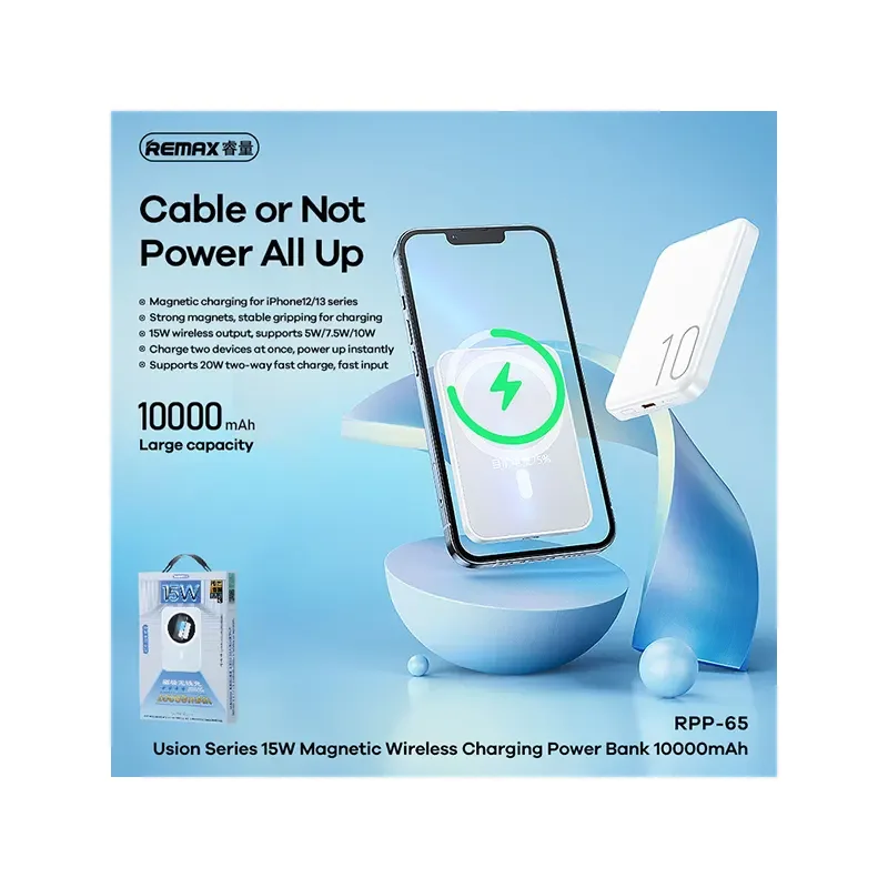 Remax RPP-65 MagSafe Magnetic Wireless Power Bank 10000mAh 20W - White - Image 4