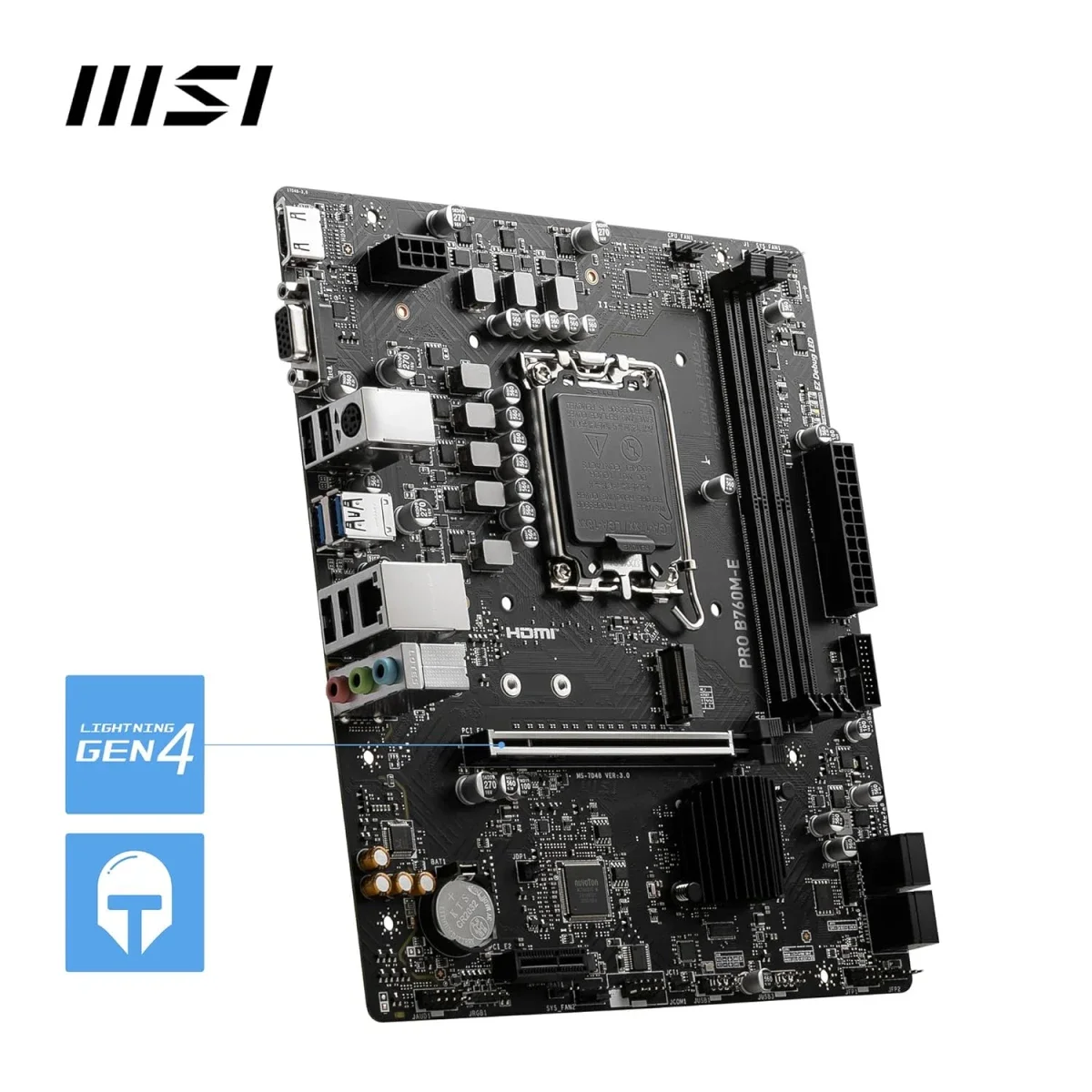 لوحة أم MSI PRO B760M-E DDR5 بحجم Micro-ATX لمعالجات Intel الجيل 13، PCIe 4.0، منفذ 1x M.2 Gen4 x4 - Thumbnail 3