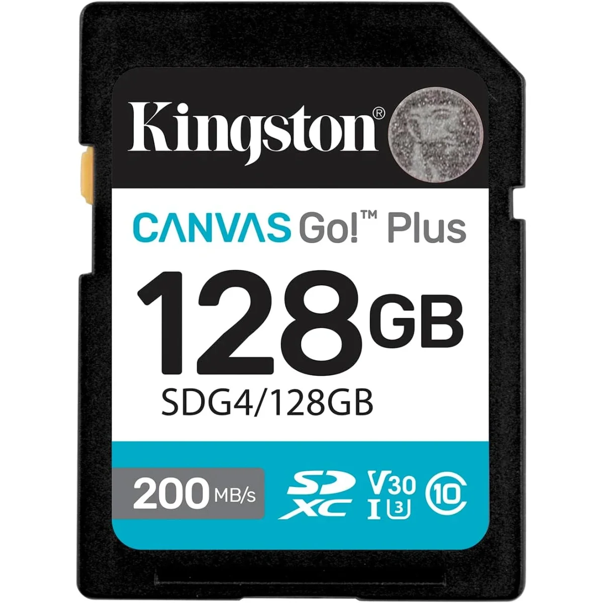 بطاقة ذاكرة SD Kingston Canvas Go! Plus سعة 128GB بسرعة تصل إلى 200MB/s Class 10 UHS-I U3 V30 - Image 1