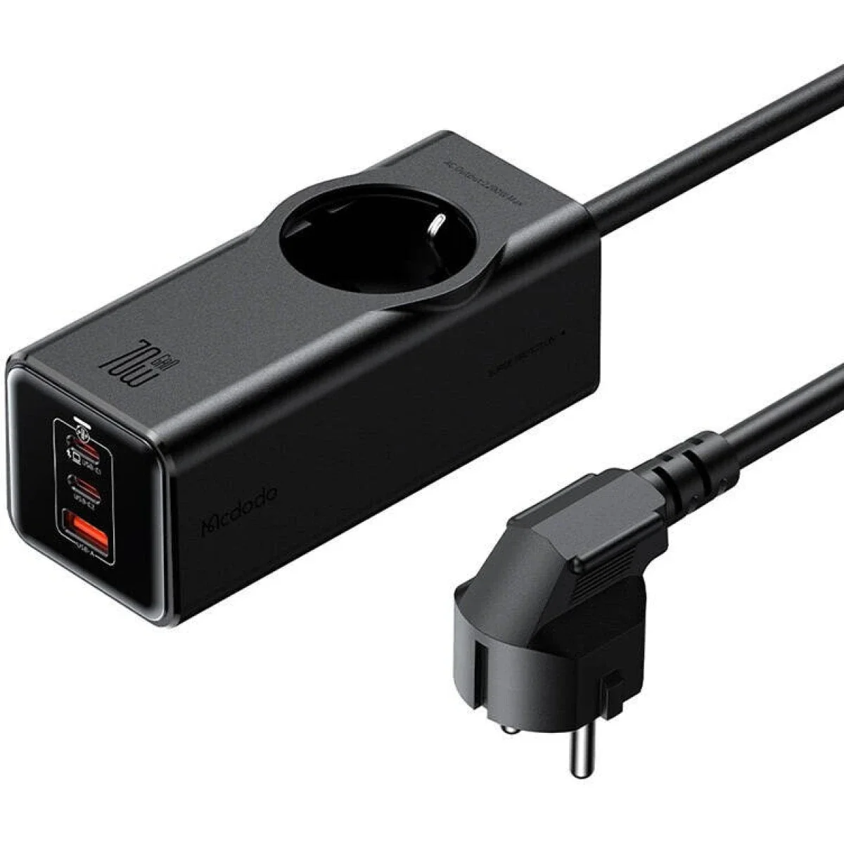 Mcdodo CH-4620 EU 70W GaN Power Strip with 2 USB-C, USB-A and AC Socket - Black
