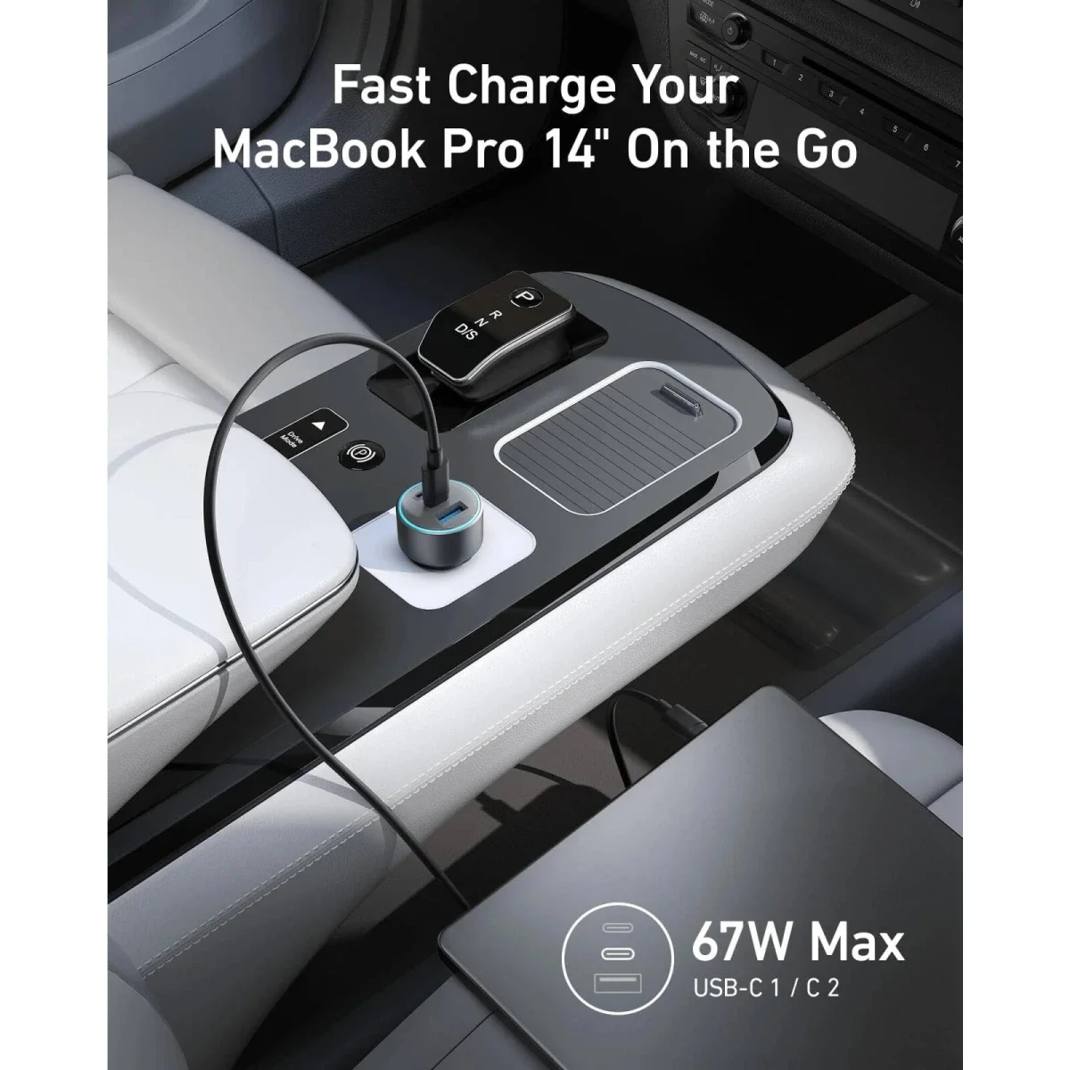 شاحن سيارة Anker بقدرة 67 واط و3 منافذ USB-C وUSB-A - أسود - Thumbnail 5