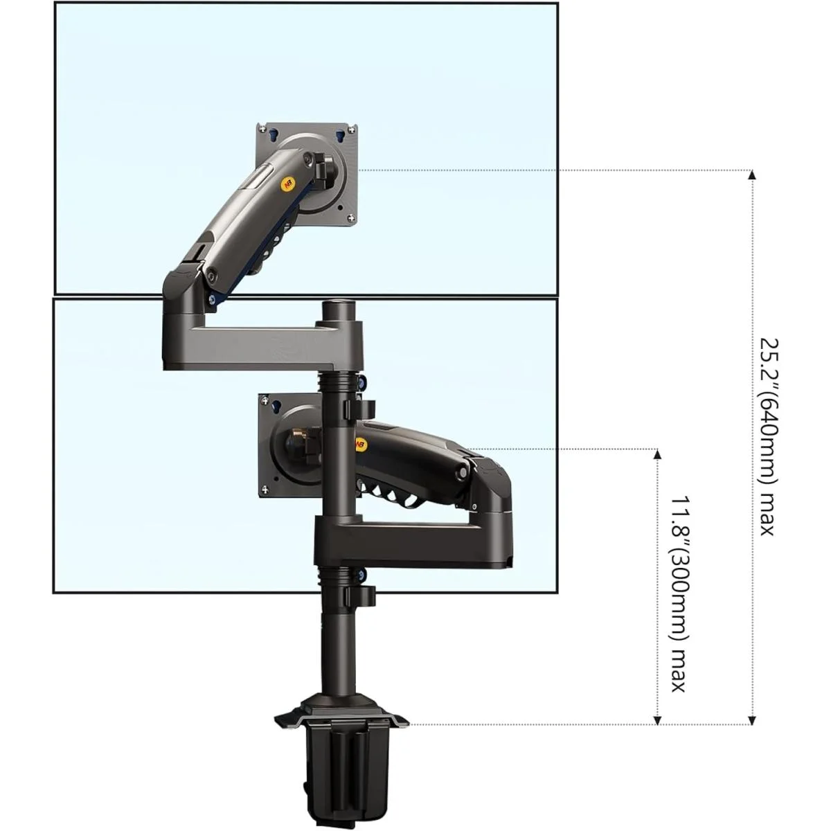 North Bayou NB H180 Dual Monitor Desk Mount Arm for 17-27 Inch Screens - Thumbnail 2