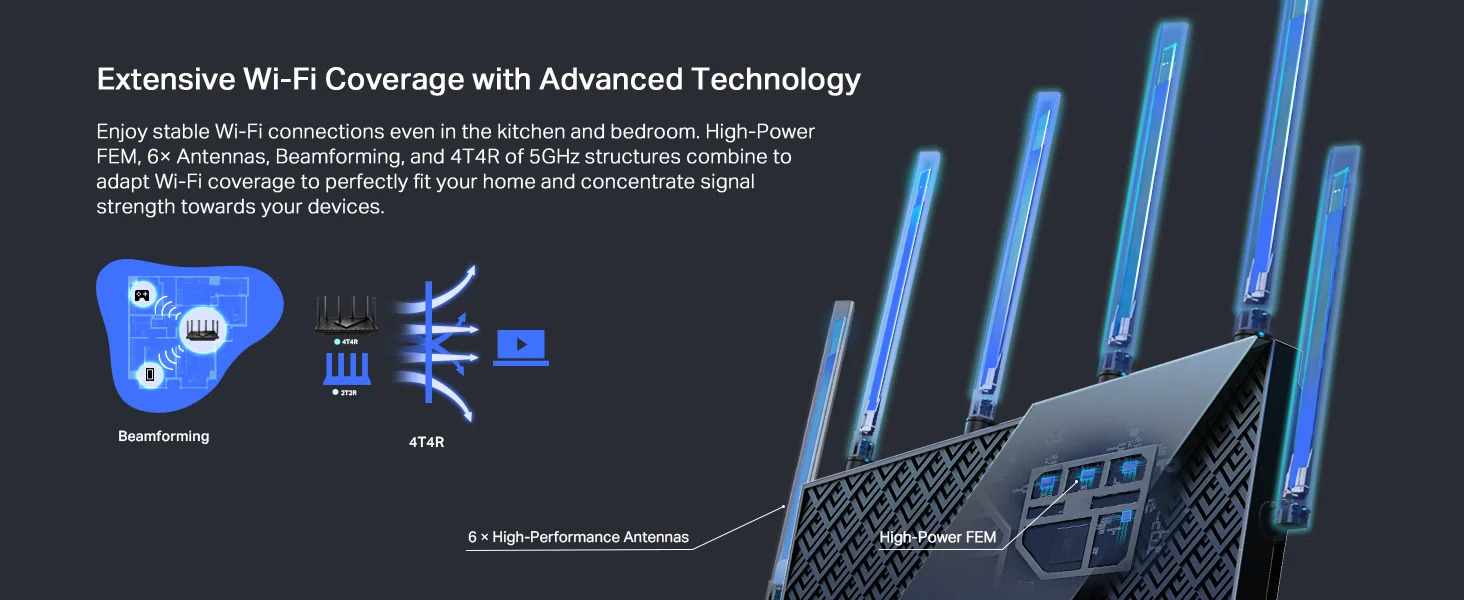 راوتر TP-LINK Archer AX72 Pro AX5400 Wi‑Fi 6 ثنائي النطاق مع منفذ 2.5 Gbps - Image 10