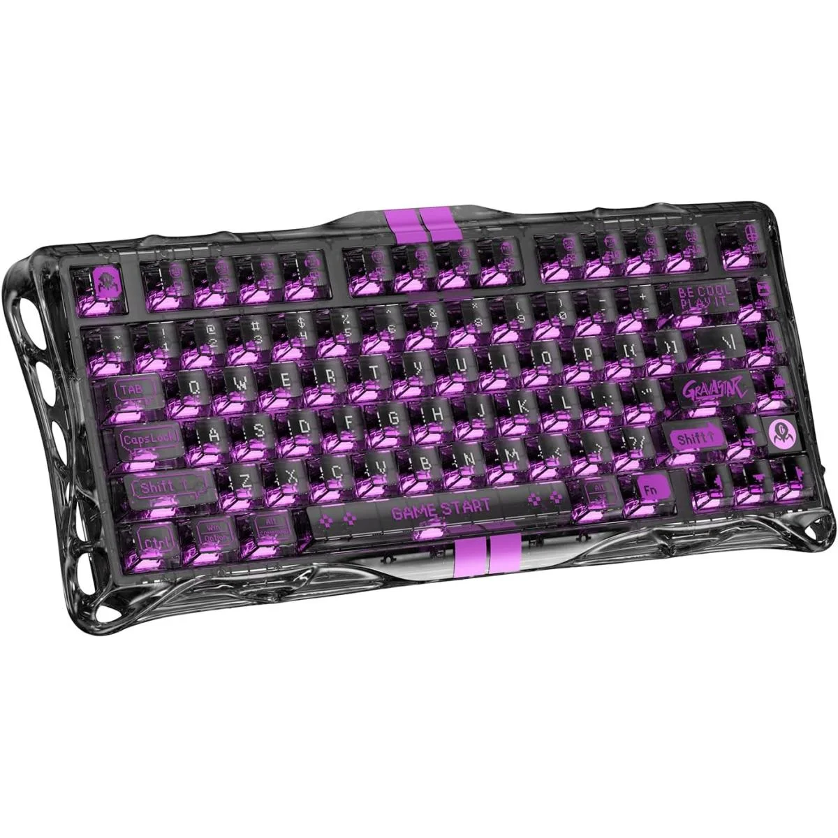 لوحة مفاتيح ألعاب GravaStar Mercury V75 Lite مغناطيسية Hall Effect 75% سلكية 8KHz شفافة سوداء
