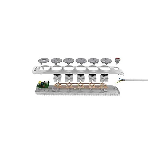 Huntkey SZN 607 Universal Power Strip, 5 Sockets, 2 USB Charging Ports (5V, 2.4A), 3m Cable, Surge Protection, Child-Protective Shutters, White - Thumbnail 3