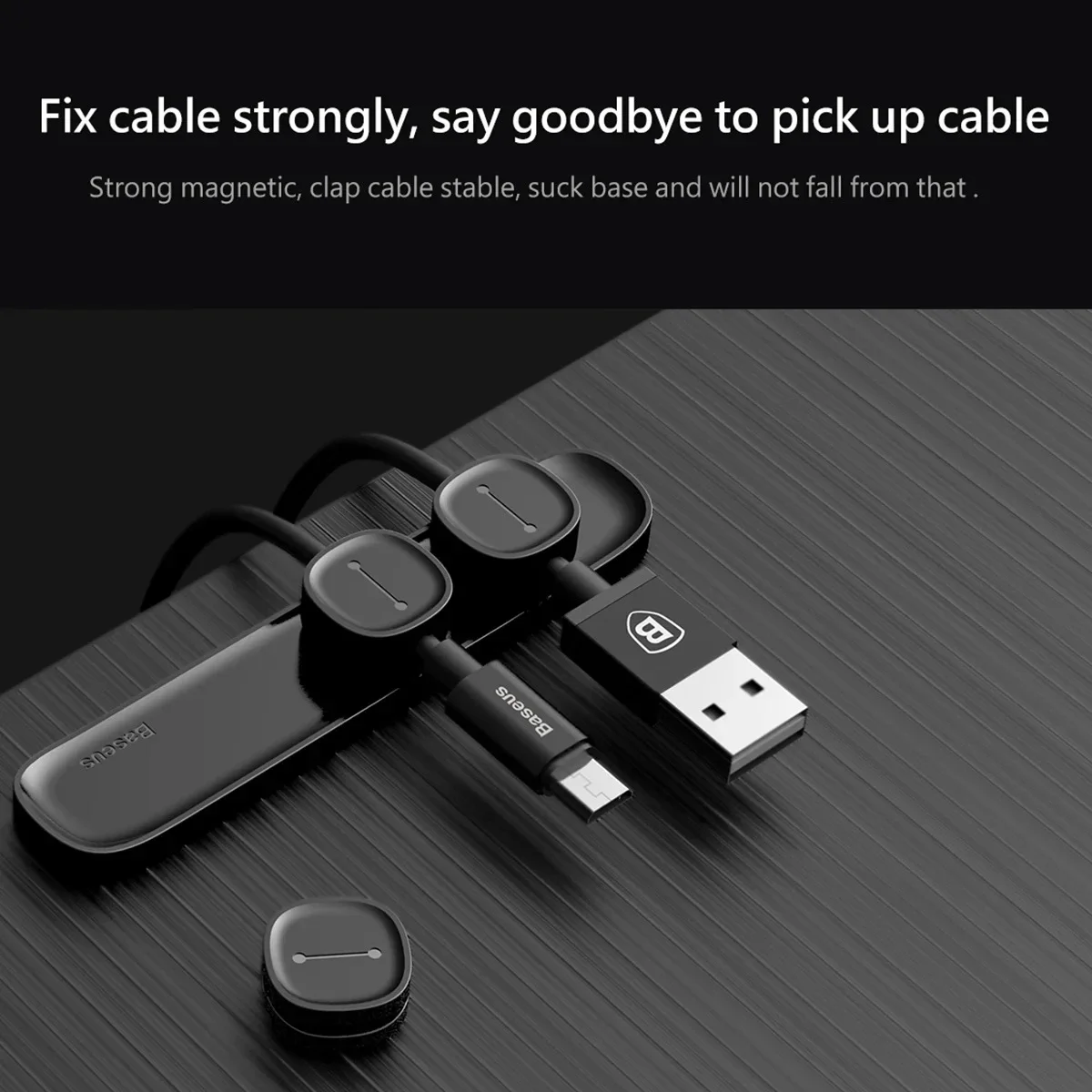 Baseus Peas Magnetic Cable Organizer - Black - Thumbnail 6