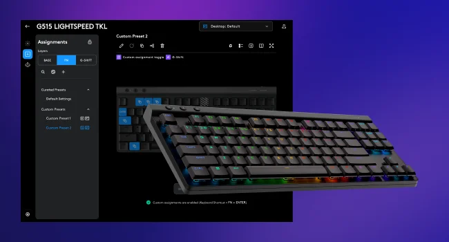 Logitech G G515 TKL Wired Ultra-Slim Mechanical Gaming Keyboard - Black - Thumbnail 7