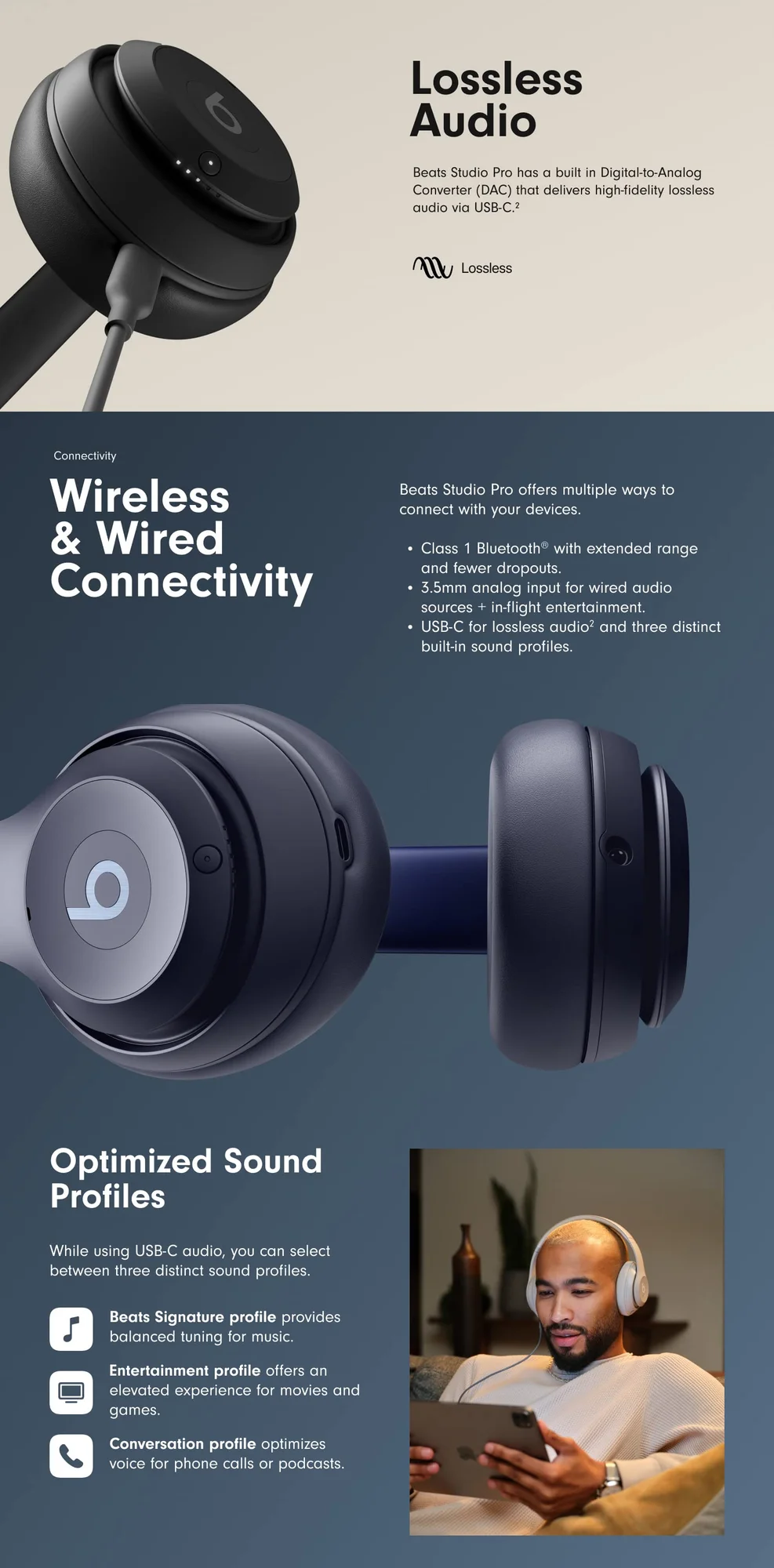 Beats Studio Pro Wireless Over-Ear Headphones, Black & Gold - Thumbnail 8