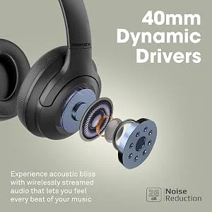 Promate Concord ANC Over-Ear Bluetooth Headphones, 27H Playback, Black - Thumbnail 10