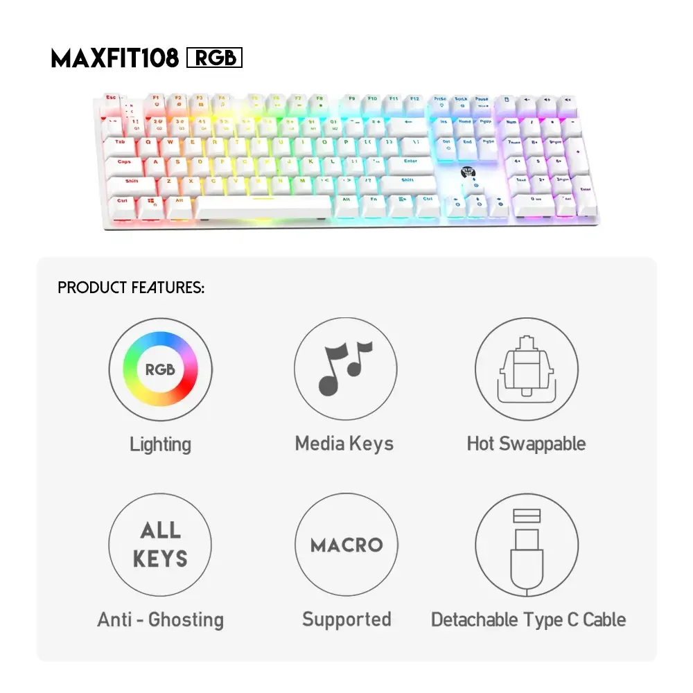Fantech MAXFIT108 MK855 RGB Mechanical Keyboard - Space Edition - Image 5
