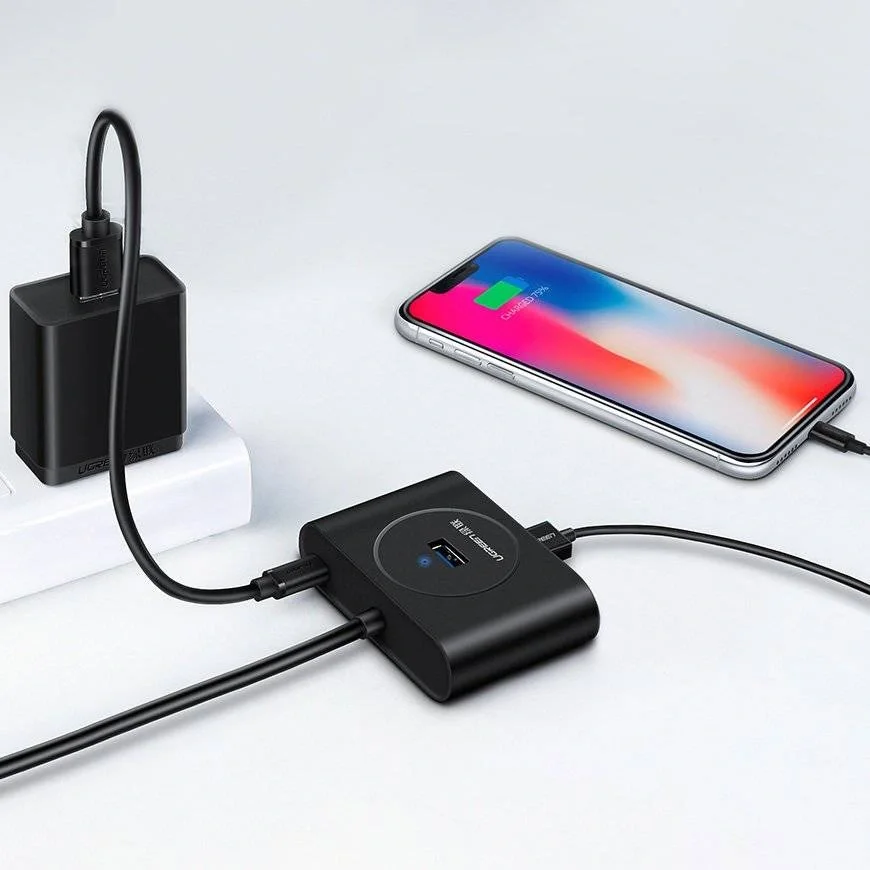 موزع USB Ugreen 40850 بأربعة منافذ USB 3.0 مع كابل USB-A وUSB-C بطول 1 متر - Thumbnail 3