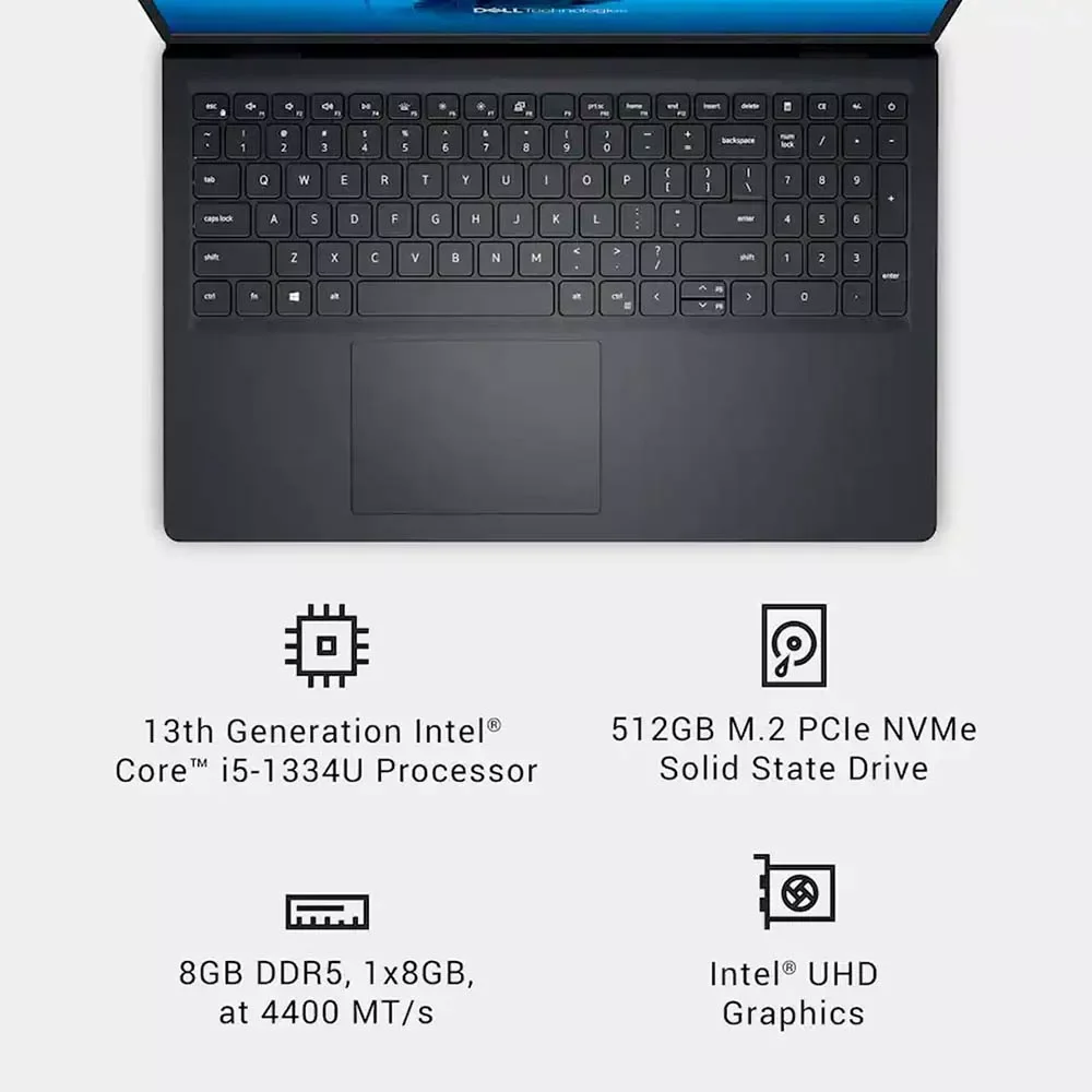 Dell LDC15250-5434BLK-PUS Laptop, Core i5-1334U, 8GB DDR5, 512GB NVMe SSD, 15.6-inch Touchscreen, Windows 11 - Image 4