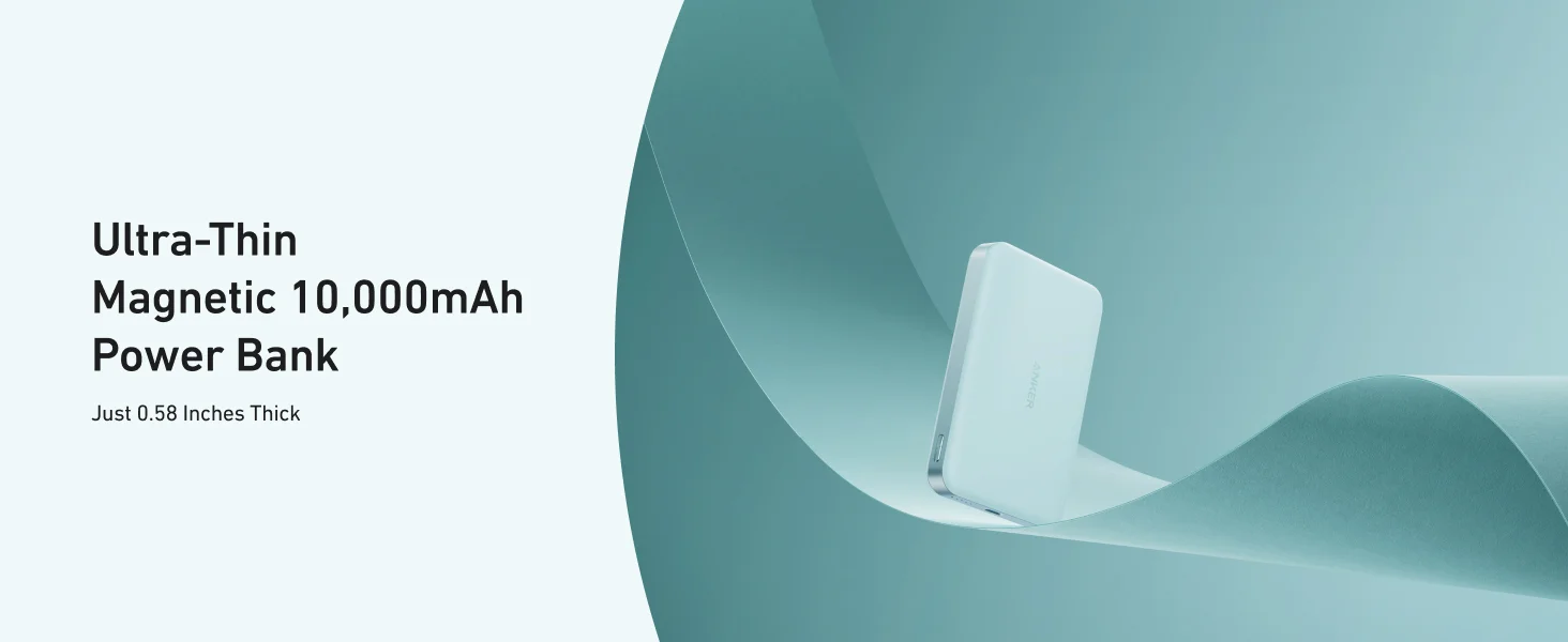 بطارية محمولة Anker A1664 MagGo نحيفة للغاية 10000mAh مغناطيسية Qi2 بقدرة 15W خضراء - Thumbnail 12