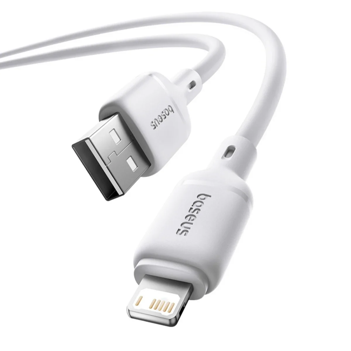 كابل Baseus P10377702213-01 Silky Series من USB-A إلى Lightning 2.4A بطول 2 متر لون Moon White - Image 3