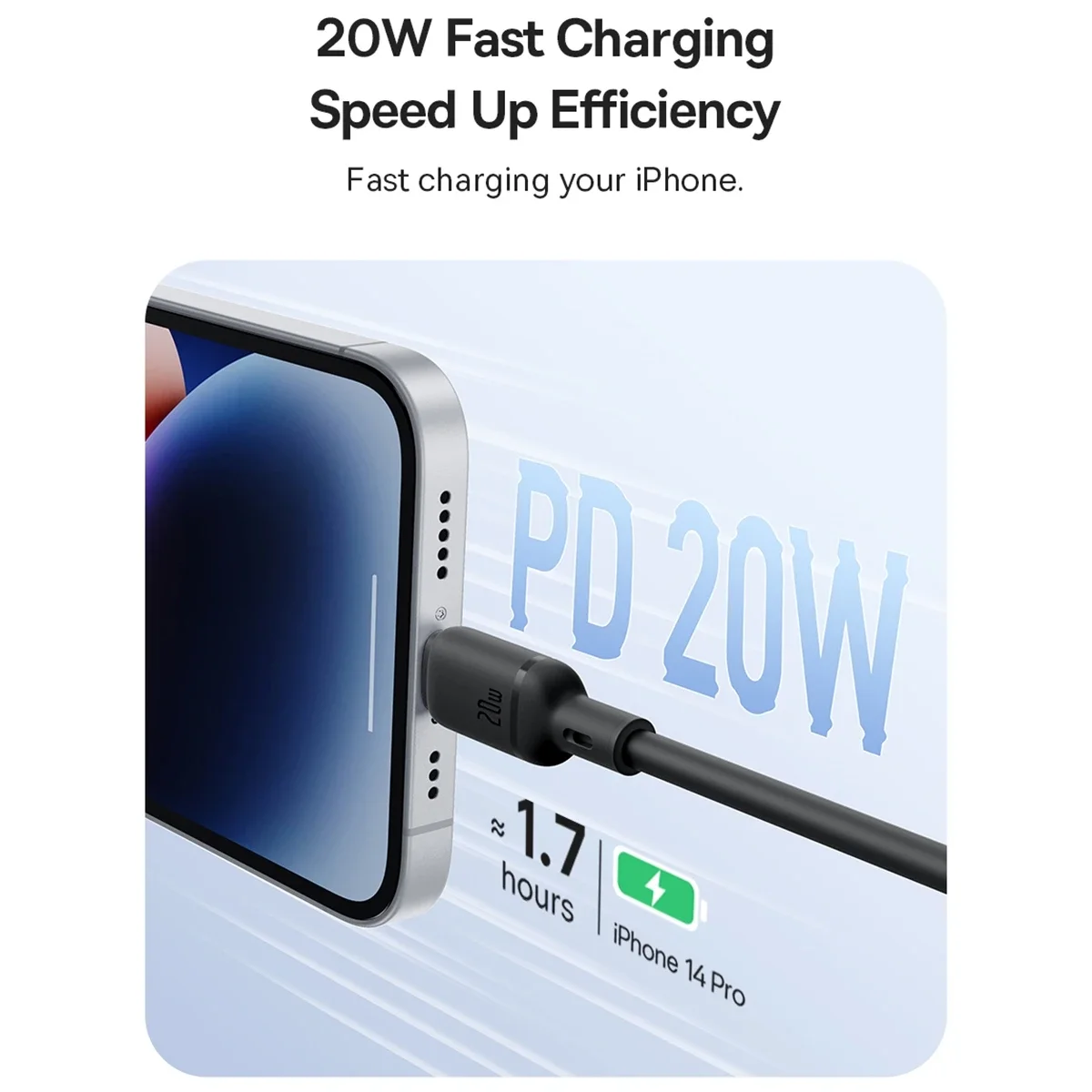 Baseus Silky Series USB-C to Lightning Fast Charging Cable 20W - Blue - Thumbnail 5