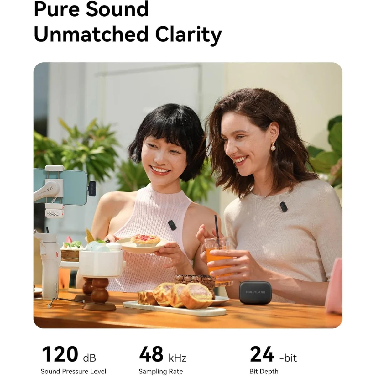 ميكروفون لاسلكي Hollyland Lark A1 Duo مع مستقبل USB-C، 48kHz/24-bit، أسود - Image 6