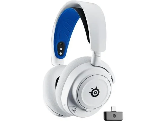 سماعة ألعاب SteelSeries Arctis Nova 7P لاسلكية باللون الأبيض مع صوت محيطي 7.1