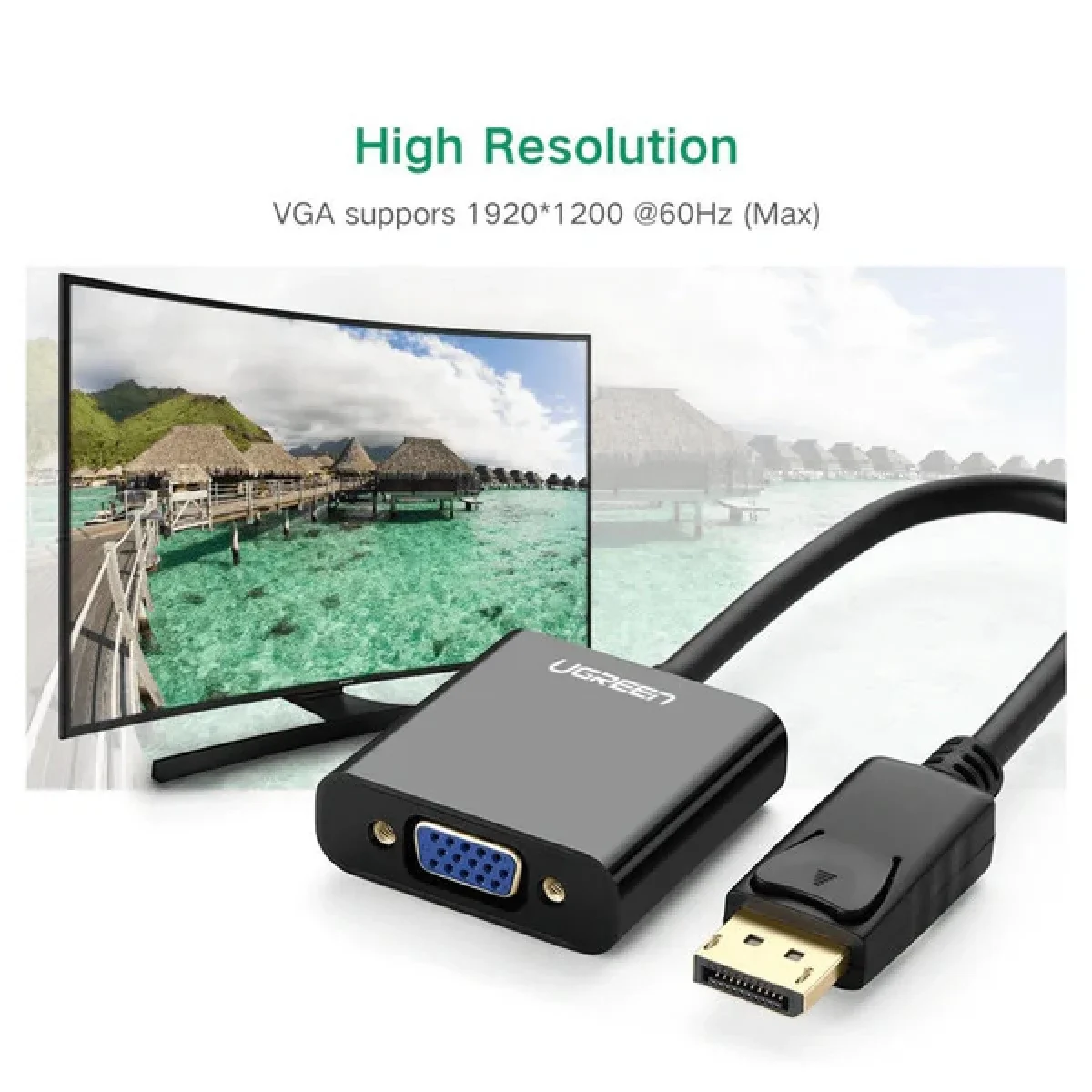 محول Ugreen DP109-20415 من DisplayPort إلى VGA نشط، أسود - Thumbnail 3