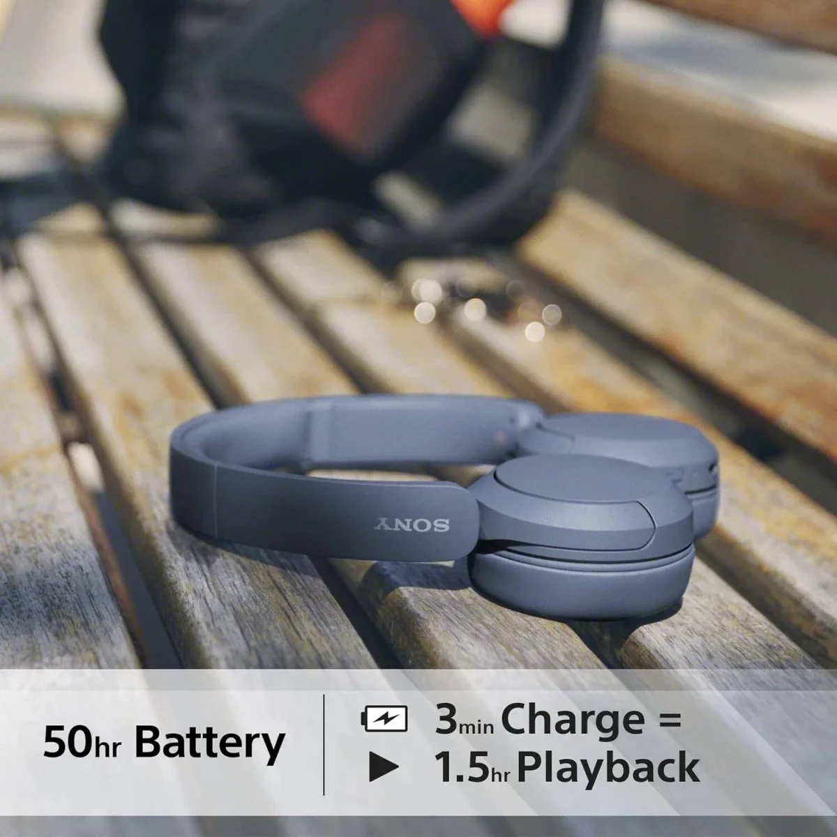 Sony WH-CH520 Wireless Bluetooth 5.2 Headphones, 2.4GHz, Up to 40 Hours, Blue - Thumbnail 5
