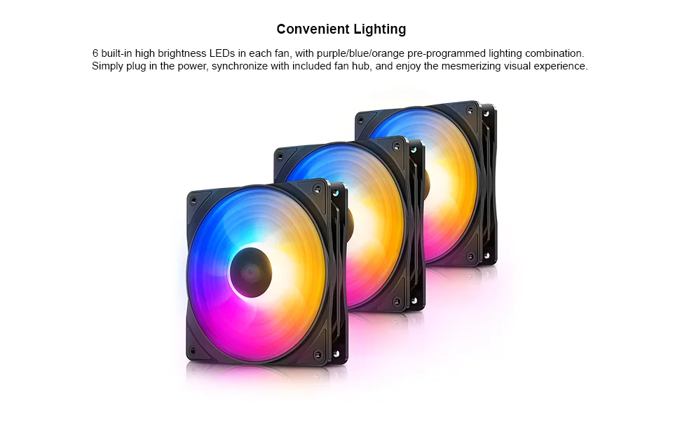 مروحة كيس DeepCool RF12 FS RGB 120mm PWM عبوة 3 قطع باللون الأسود - Image 9