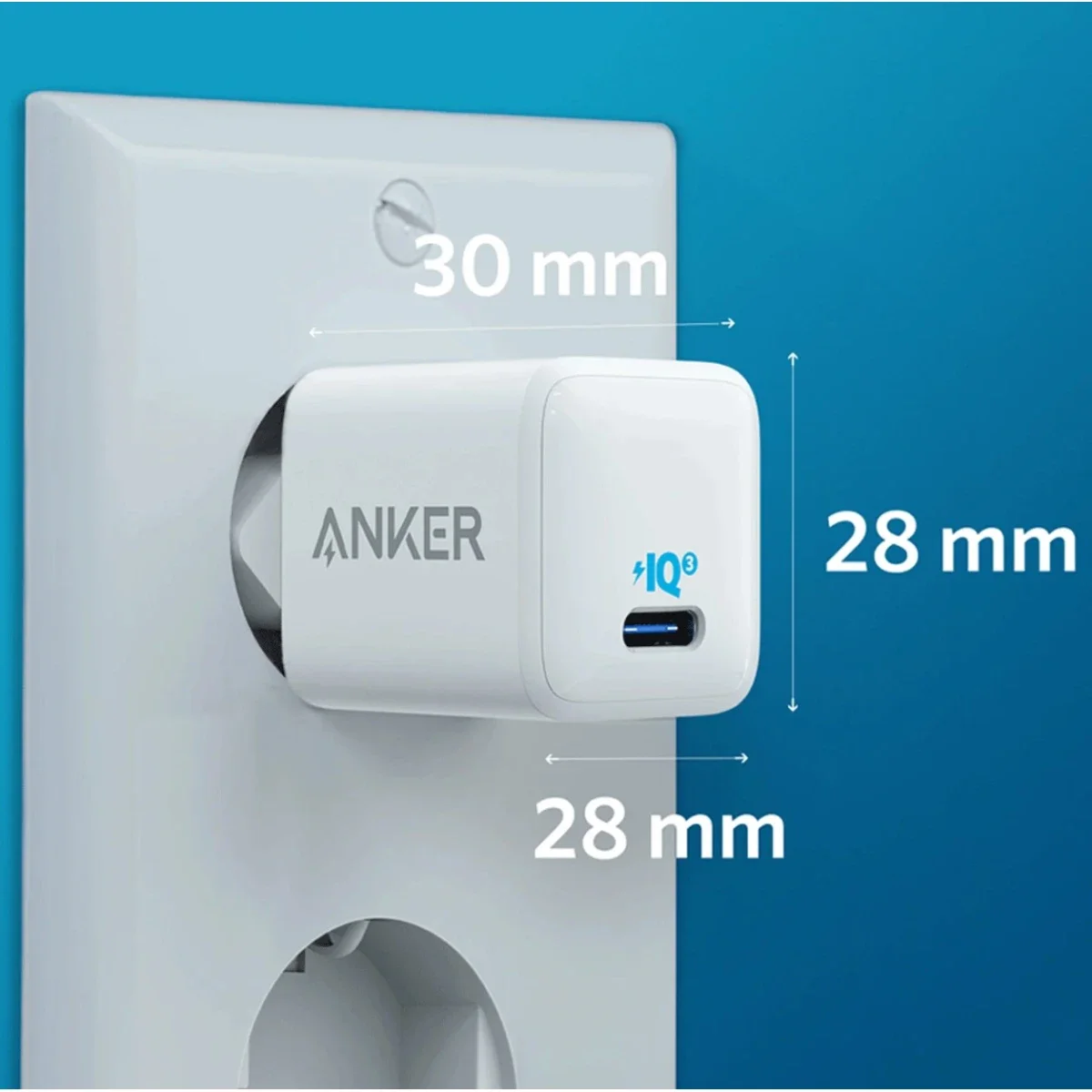 شاحن Anker Nano A2633 PowerPort III USB-C بقدرة 20 واط أبيض - Thumbnail 3