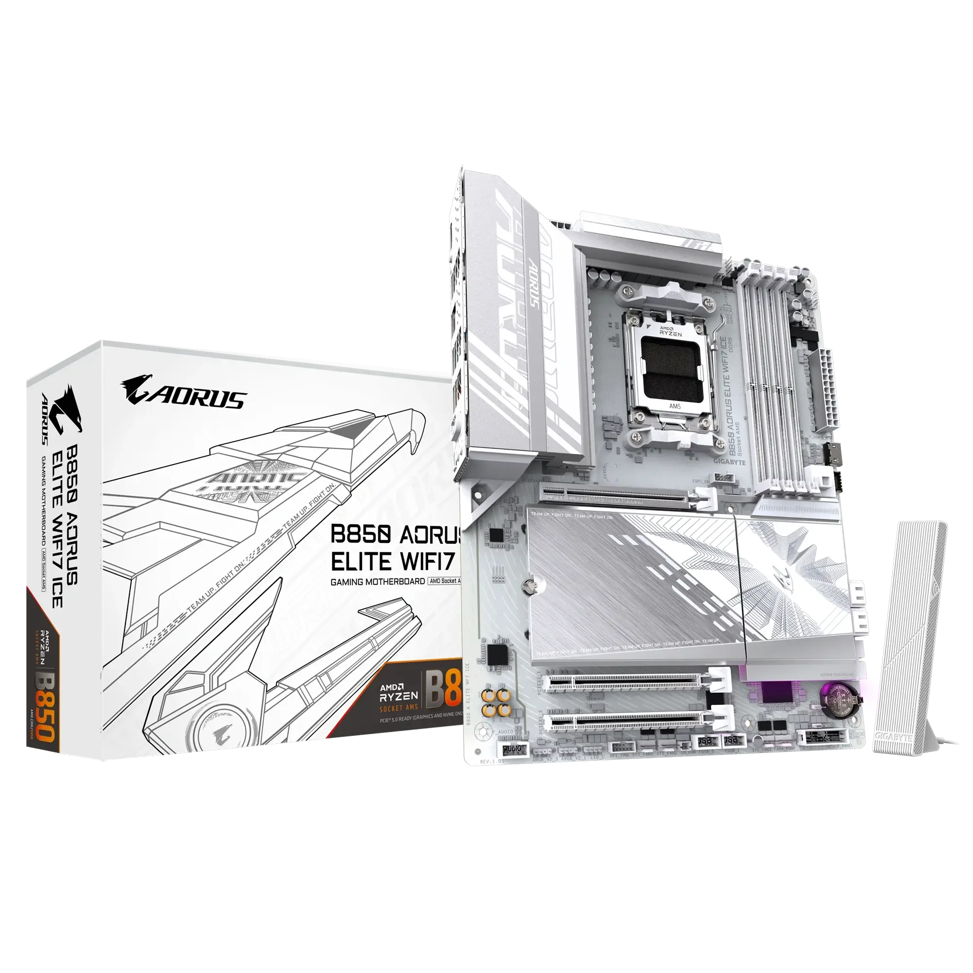 لوحه كمبيوتر GIGABYTE B850 AORUS ELITE WIFI7 ICE DDR5 لمقبس AMD AM5