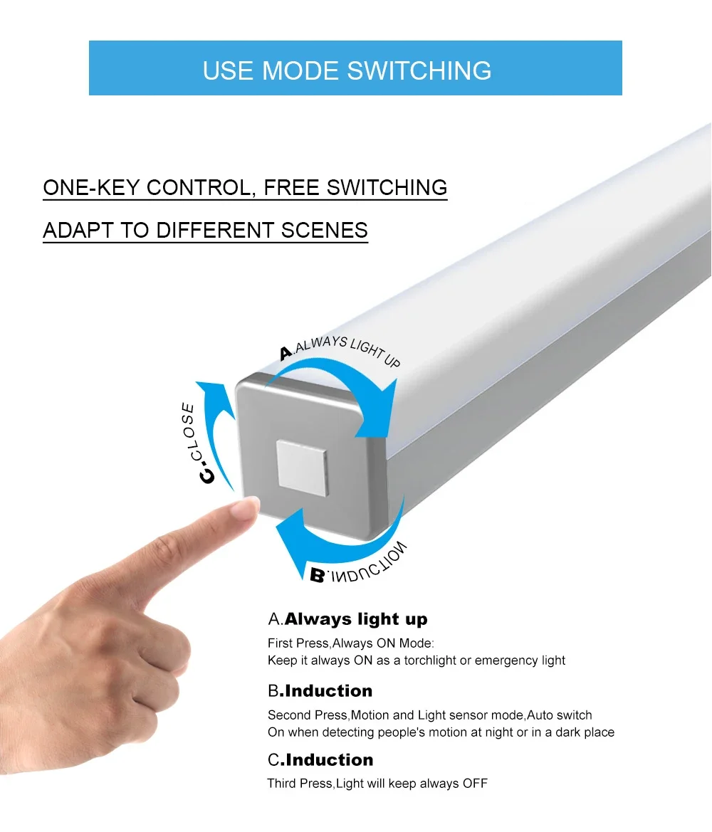 إضاءة Plutus-Quinn LEDsense بحساس حركة وشحن USB، 52 سم، ضوء أبيض - Thumbnail 7