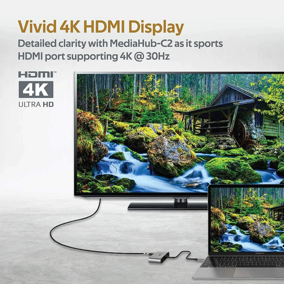 محول USB-C إلى HDMI وVGA من Promate MediaHub-C2 ألمنيوم بدقة 4K ودعم شاشتين - Thumbnail 3