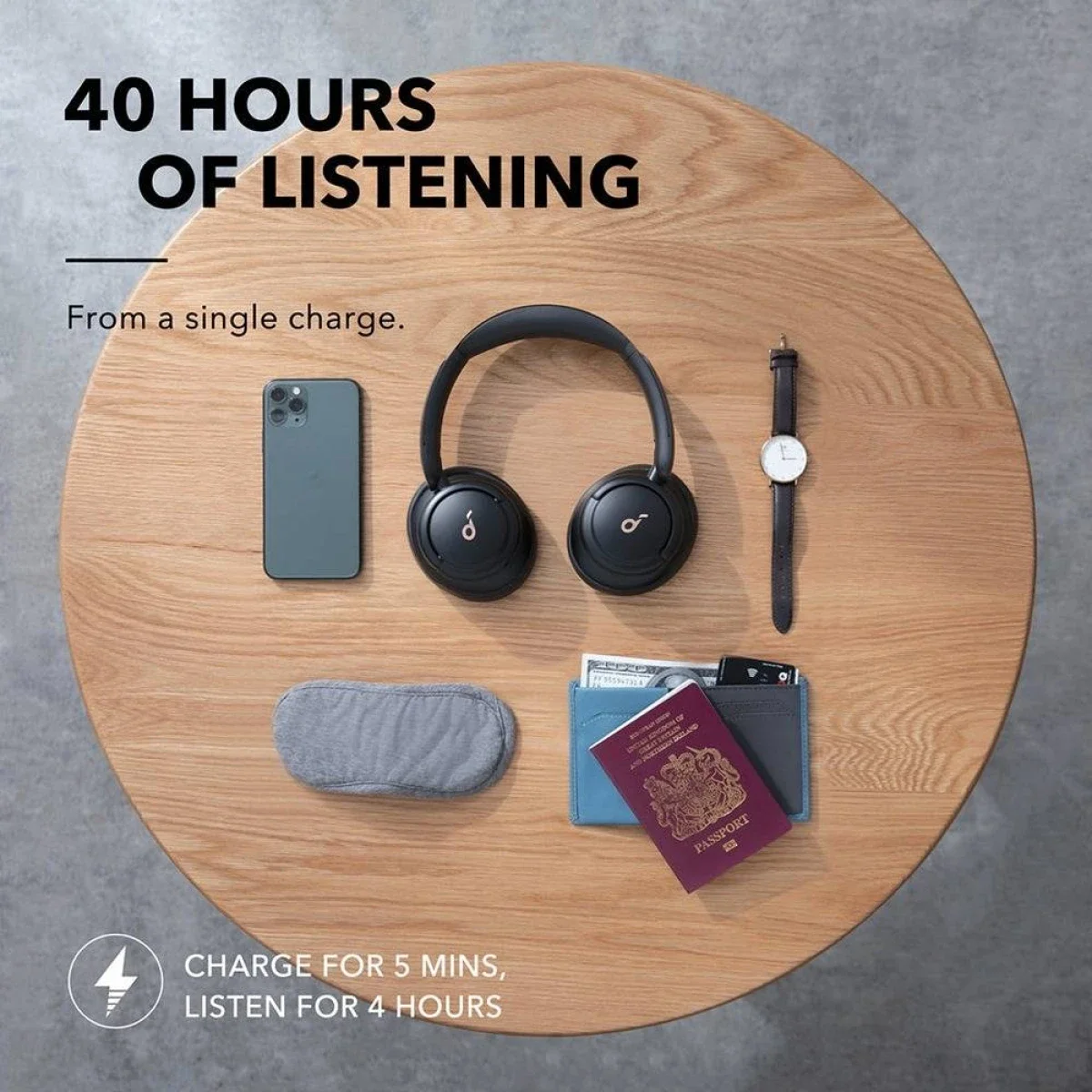 Anker Soundcore Life Q30 Hybrid ANC Wireless Headphones, Black - Thumbnail 7