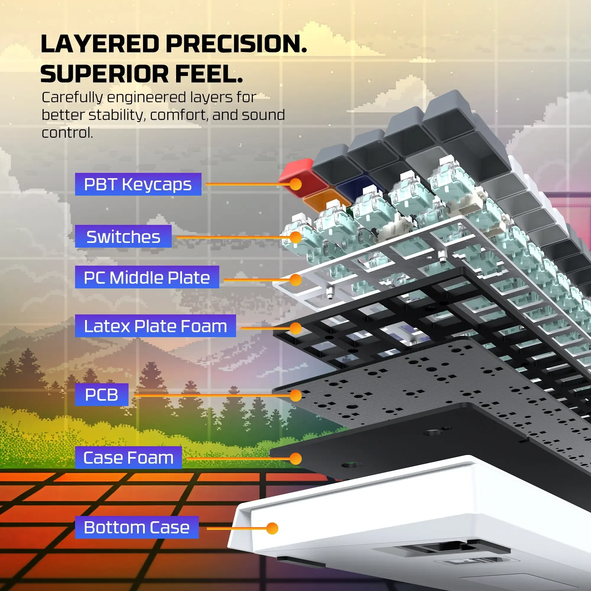 Fantech MK922 ATOM HE68 PRO Wireless Magnetic Gaming Keyboard Super Maxfit Edition Tri-Connection Mode - Image 6