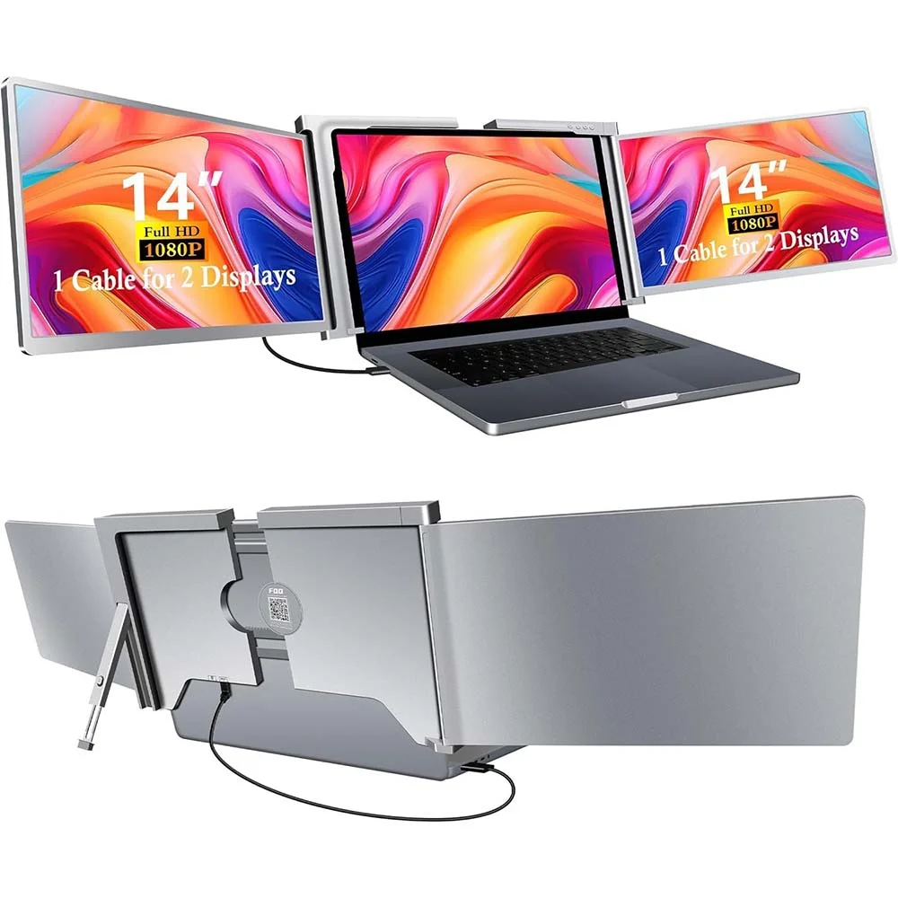 شاشة توسعة لابتوب FOPO S400 محمولة بشاشتين 14 إنش وتوصيل USB-C أو USB-A