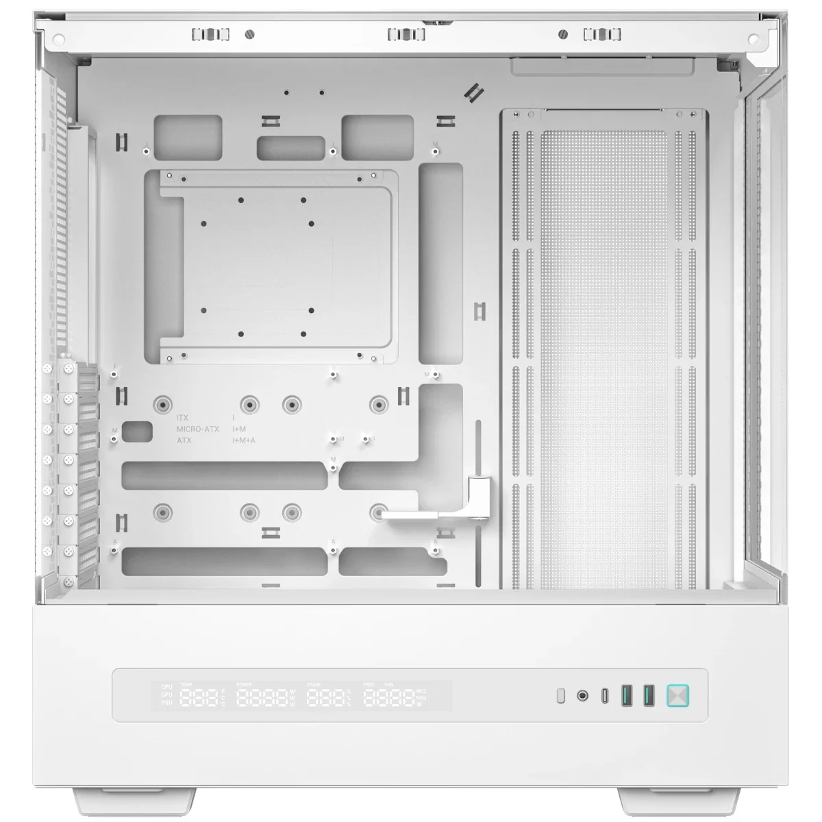 هيكل كمبيوتر DeepCool CH690 DIGITAL ميد تاور مع لوحة زجاجية جزئية وشاشة رقمية ودعم راديتر 420 مم أبيض - Thumbnail 5