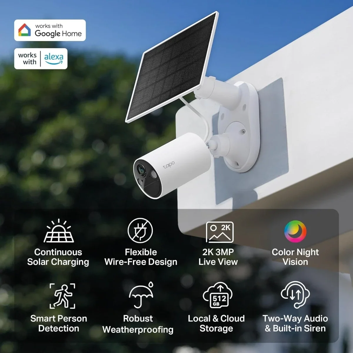 كاميرا مراقبة خارجية TP-LINK Tapo TC82 KIT بدقة 2K و3MP وبطارية مع لوحة شمسية IP65 - Image 2