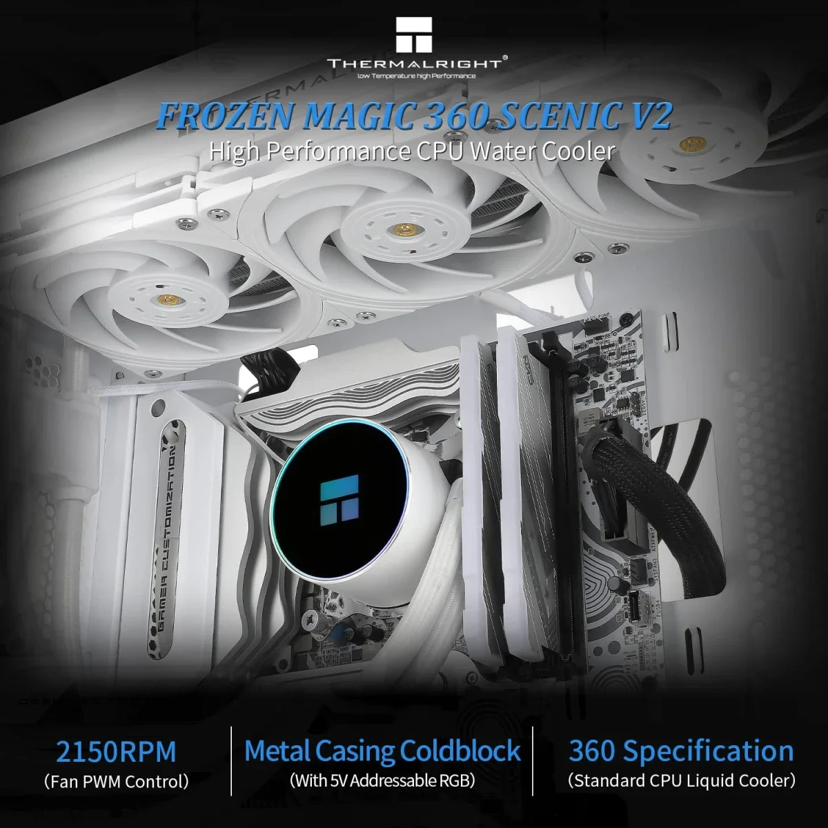 Thermalright Frozen Magic 360 Scenic V2 AIO Water CPU Cooler 3x120mm PWM White - Image 2