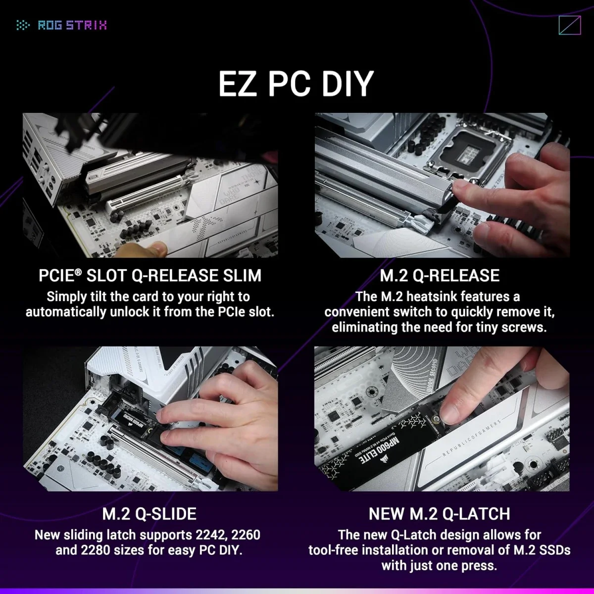 Asus ROG Strix Z890-A Gaming Wi-Fi ATX Motherboard, LGA 1851, Z890, 4x DDR5 Slots, Up to 192GB, Wi-Fi 7, Bluetooth 5.4, PCIe 5.0 x16, 5x M.2, White - Image 6