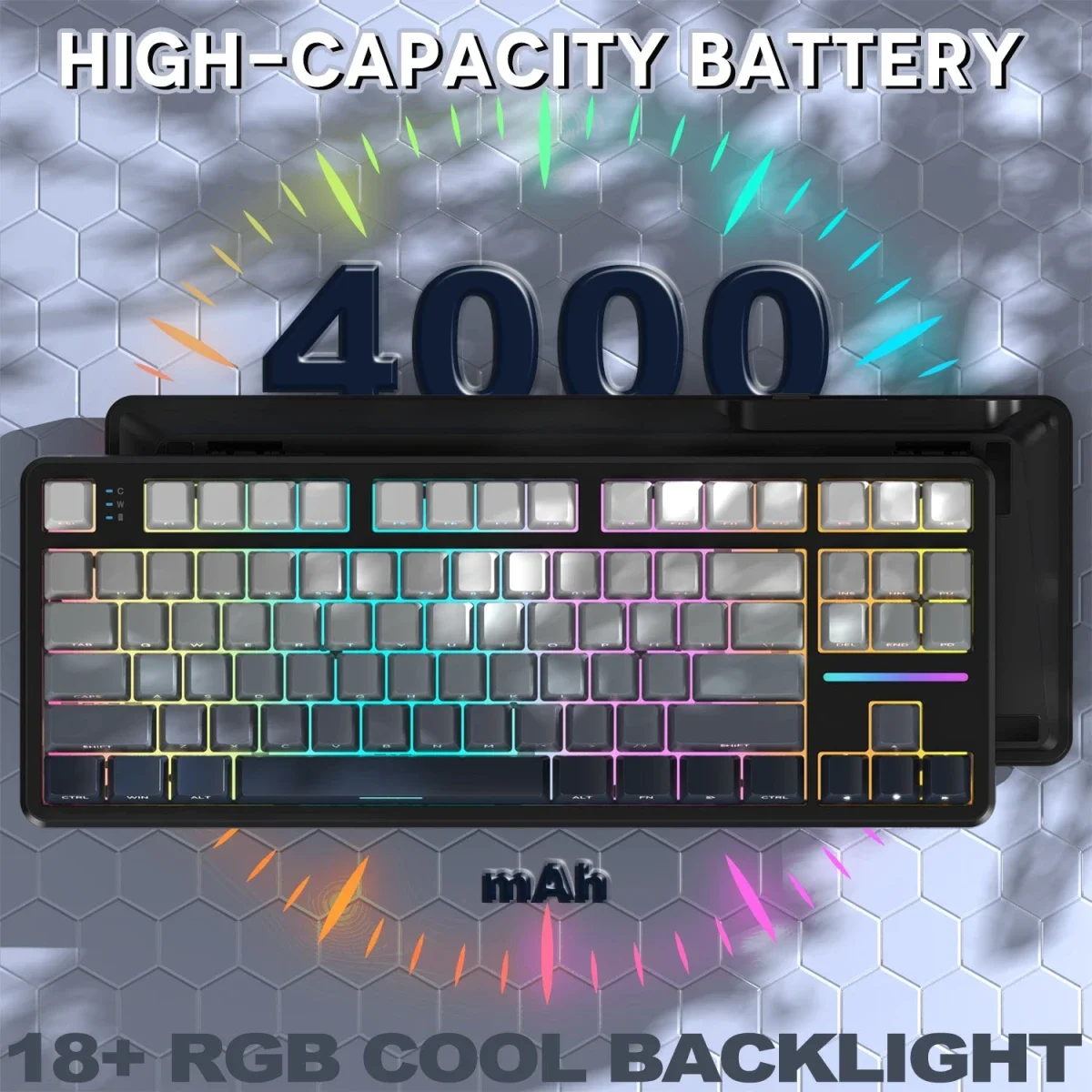 كيبورد ألعاب ATTACK SHARK X87 ميكانيكي 80% ثلاثي الاتصال مون لايت - Image 6